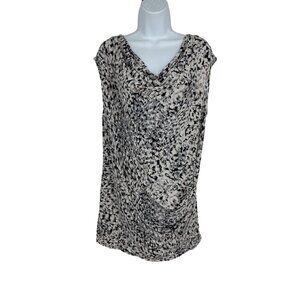 CAbi #734 Lara Drape Neckline Animal Print Ruched Sleeveless Tunic Size L